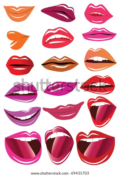 Illustration Kit Lips On White Background Stock Vector (Royalty Free ...