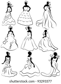 illustration kit silhouette of the brides in wedding charge