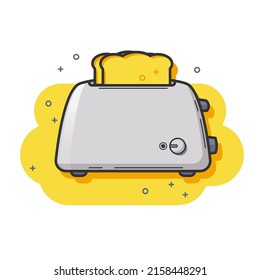 Illustration of kitchen appliances. A device for toasting toast. Cooking breakfast. Hot bread. Vector. Modern electric appliance for the kitchen. Isolated. A sketch. Flat style.