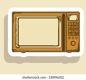 Illustration of kitchen appliances. illustration of a microwave. vector illustration