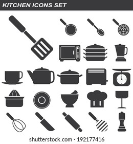 illustration of kitchen equipment icons set