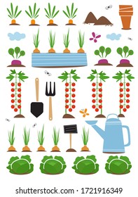 Illustration Of The Kitchen Garden With The Harvest