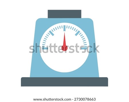 Illustration of a kitchen scale with a red needle on a white background