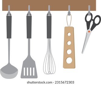 Ilustración del juego de herramientas de cocina