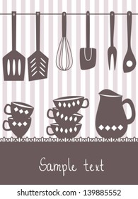 Illustration of kitchen utensils and cutlery