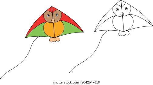 Illustration of a kite flying in sky