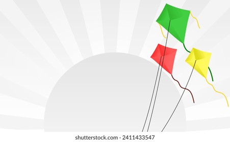 Illustration of kite flying with sunlight background. Kite illustration with sun background. Illustration of Flying Kites. svg