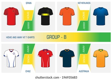 Illustration kit's set of football uniform home and away for world cup competitions - group B - EPS