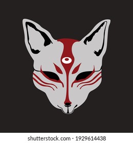 illustration of a kitsune mask for clipart. T-shirt and tattoo templates