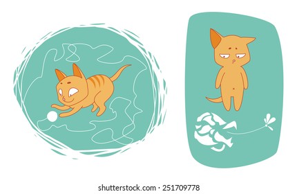 illustration with kitten