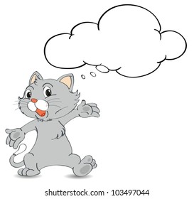 Illustration of a kittten thinking