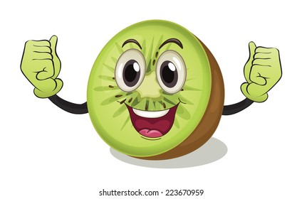 Illustration of a kiwi fruit with arms