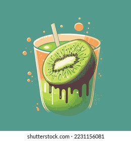 Illustration of kiwi juice fresh smoothies Drink for poster logo icon banner