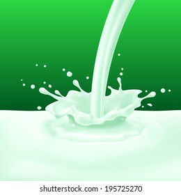 Illustration of kiwi or passion fruit yoghurt pouring with splashes