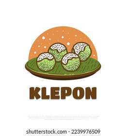 Illustration of Klepon Sprinkled with Grated Coconut. Indonesian Traditional Food or Snack