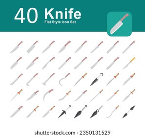 Illustration von Knife Collection Design Flaches Symbol. Knife Flat Icon Pack. Satz Messer-Flachsymbol