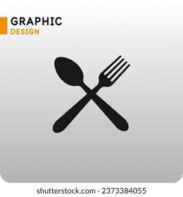 Illustration of a knife and fork. Black and white image in a flat silhouette style. Vector illustration.
