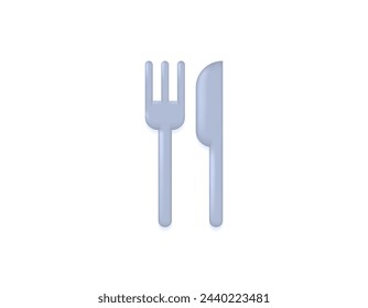 illustration of a knife and fork. cutlery. object. symbol or icon. minimalist 3d illustration design. graphic elements. vector