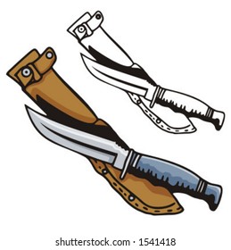 Ilustración de un cuchillo y una vaina.
