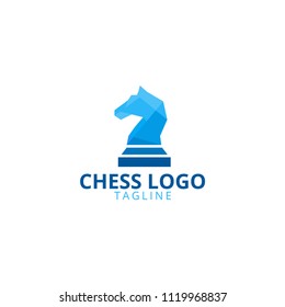 Illustration of knight chess logo design template vector