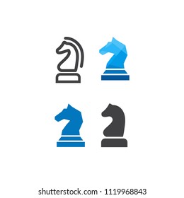 Illustration of knight chess logo design template vector