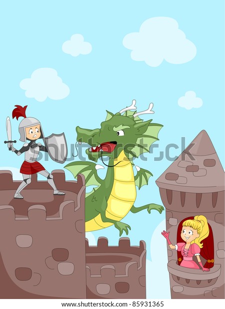 Illustration of a Knight\
Fighting a Dragon