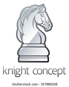 An illustration of a knight horse chess piece icon