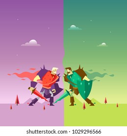 illustration knights confrontation