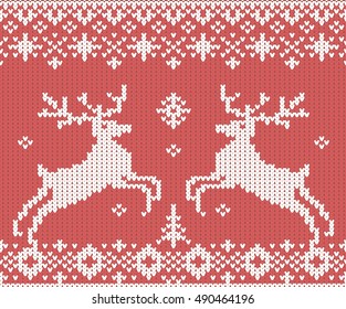 Illustration of knitted deers.