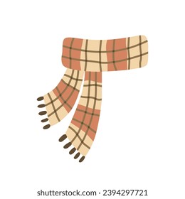 Illustration knitted scarf isolated on white background. Winter scarf