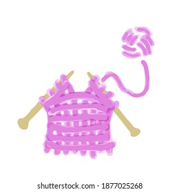 Illustration of Knitting. Hand drawn vector illustration. Cute Illustrations For Kids