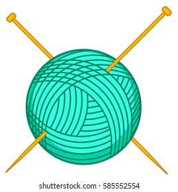Illustration of the knitting needles and skein ball