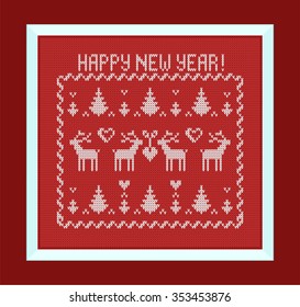 Illustration of knitting pattern Happy New Year