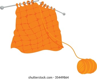 Illustration von Strickpullover und Wolle auf Weiß