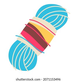 Illustration of knitting threads. Handicraft and hand made. Feminine creativity hobby and shopping.
