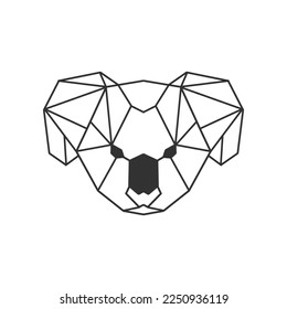 illustration of a koala animal head in a minimalistic low poly style