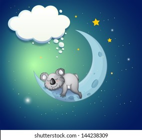 Illustration of a koala bear above the moon