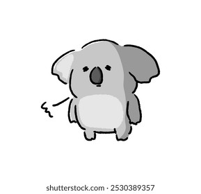 Illustration of a koala character sighing with a sad face.