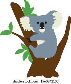 Illustration of a koala climbing a tree.
