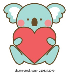 Illustration of a koala holding a heart