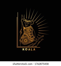 ilustración del logotipo de koala con color de fondo negro