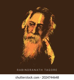 illustration of Kobiguru Rabindranath Tagore a well known poet, writer, playwright, composer, philosopher, social reformer and painter from India