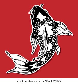 illustration of koi carp, coloring page