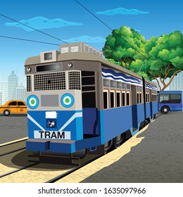 ILLUSTRATION OF KOLKATA TRAM SERVICE