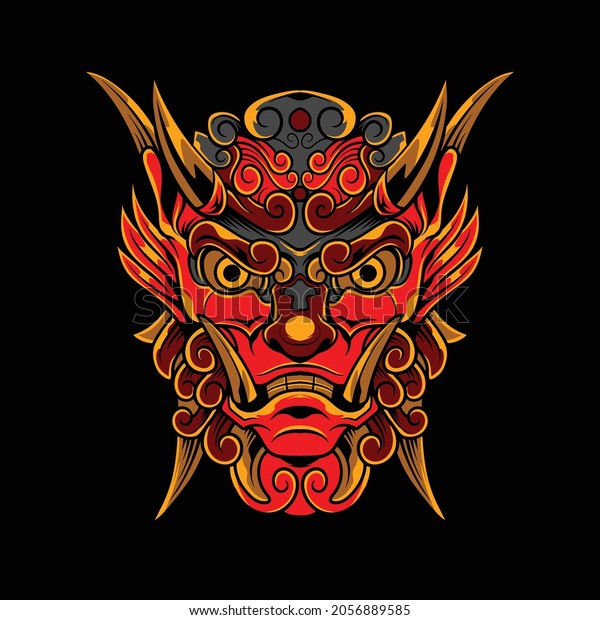 Illustration Komainu Japanese Style Drawing Stock Vector (Royalty Free ...