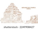 illustration of Konark Sun Temple in Puri district, Odisha, India