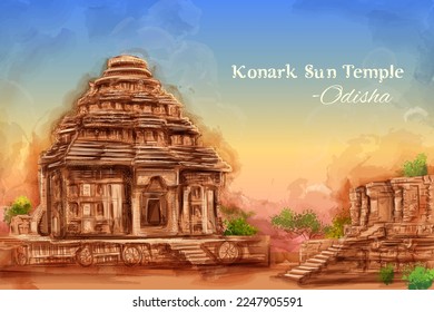 Illustration des Konark Sun Temple im Bezirk Puri, Odisha, Indien