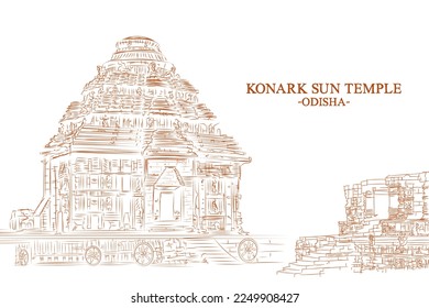 Illustration des Konark Sun Temple im Bezirk Puri, Odisha, Indien