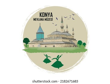 Illustration of Konya Mevlana Mosque in Turkey