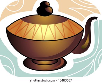 Illustration of kooja with colour background	